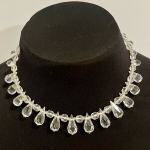 VTG Miriam Haskell Faceted Leaded Crystal Tear Drop Fringe Deco Necklace Choker